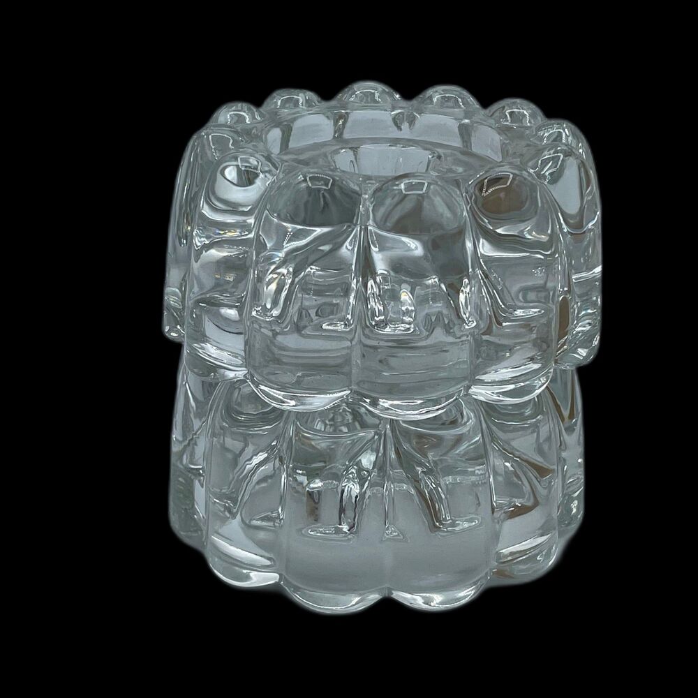NIB Princess House 0486 Bubble Glass Crystal Candle Holders 3-Way Reversible MCM